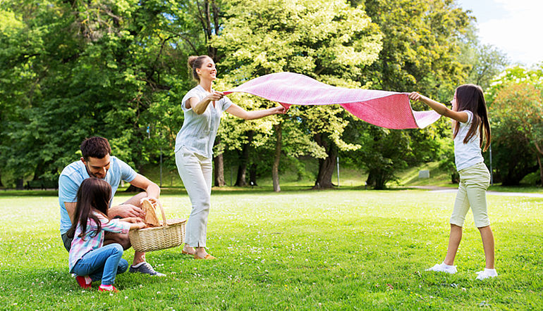 Eine Familie beim Picknick